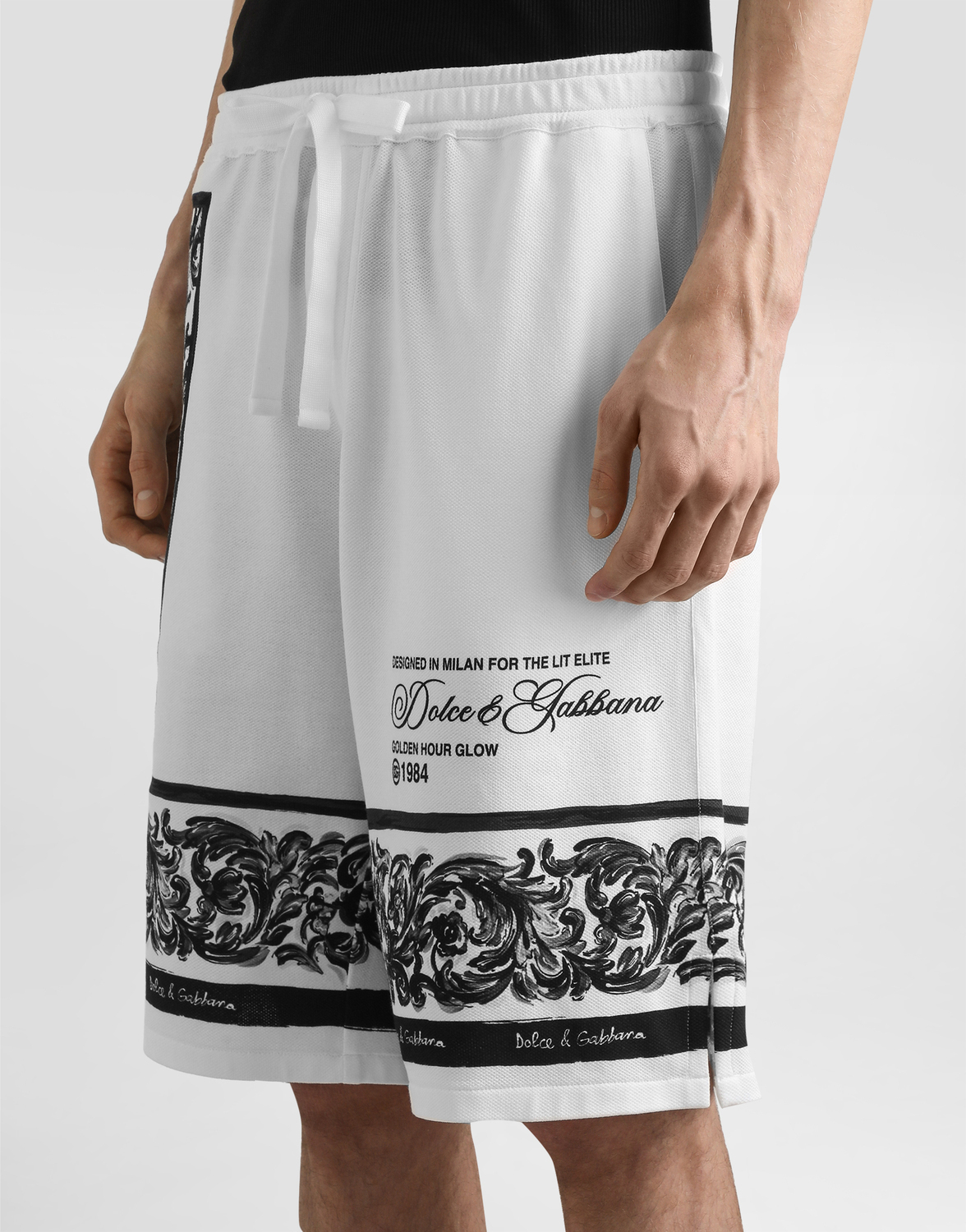 Бермуды из двойного пике с принтом "майолика" Dolce & Gabbana, мультиколор — фото 4