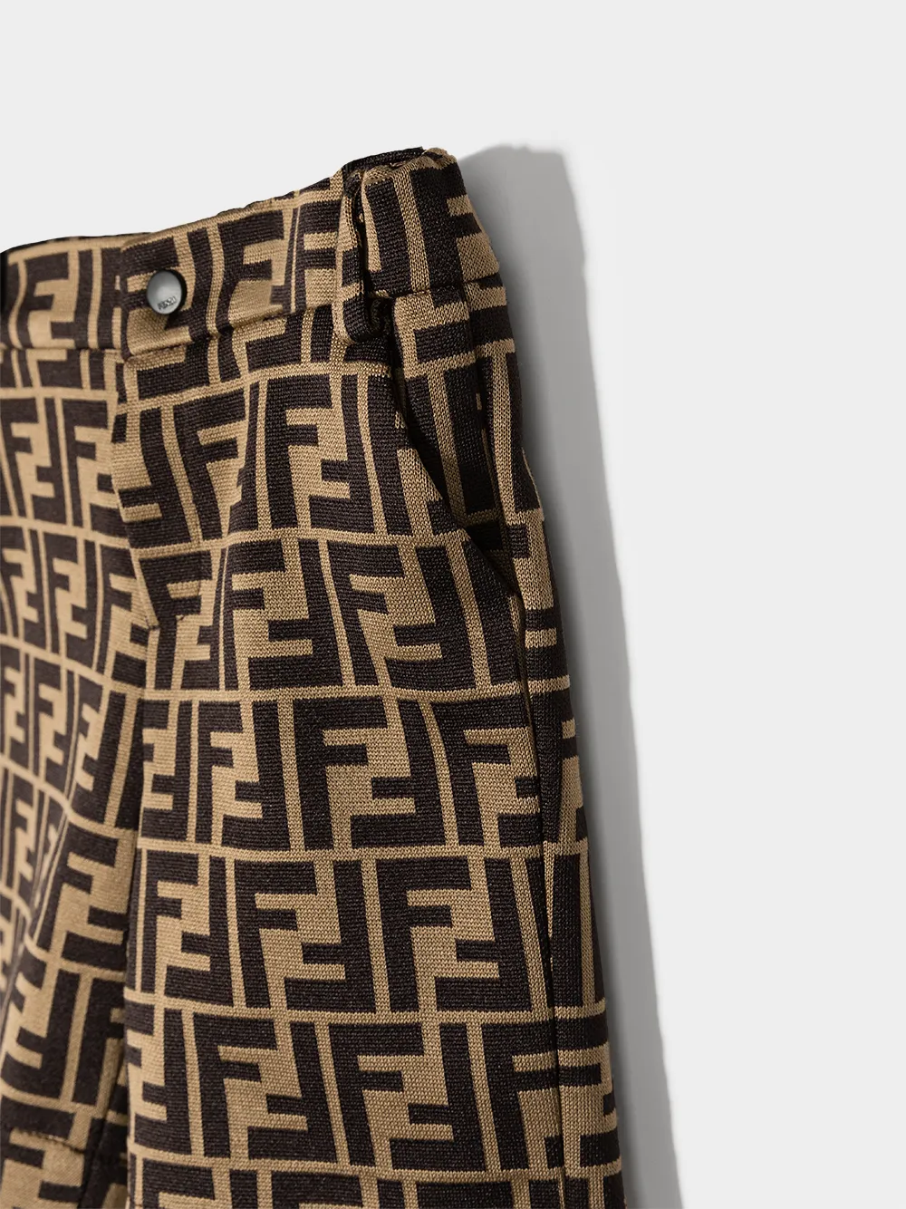 Шорты с логотипом FF FENDI KIDS, коричневый — фото 4