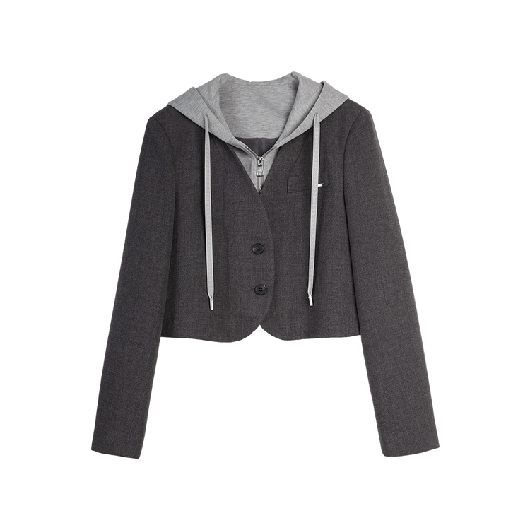 

ELLE Деловой костюм женский темно-серый с капюшоном Moderate