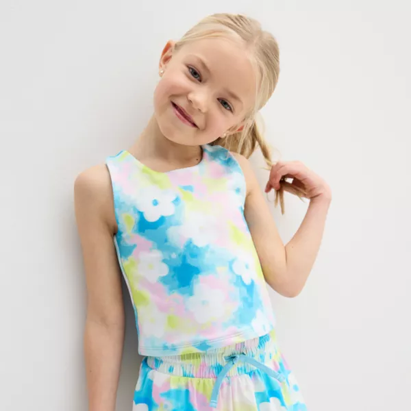 

Детская майка-борцовка для девочек 4-12 лет Jumping Beans, цвет floral dye aqua