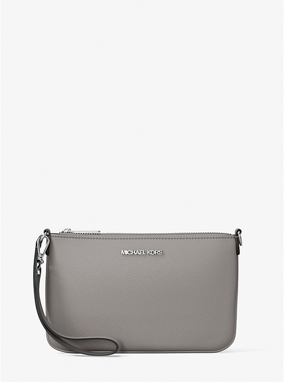 

Маленький кожаный клатч Jet Set из зернистой кожи, трансформируемый Michael Kors, серый