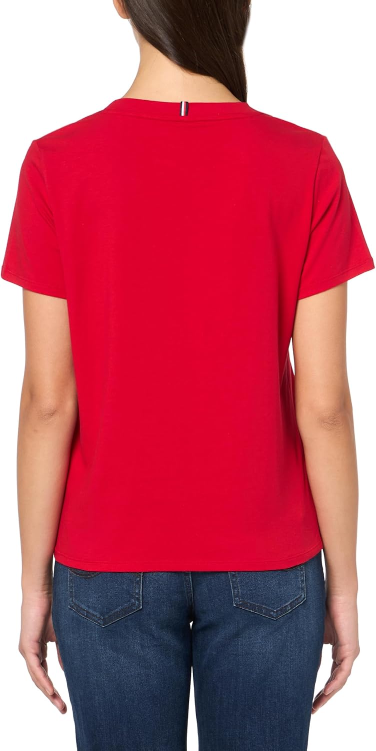 Женская футболка с коротким рукавом и вышитым логотипом Tommy Hilfiger, Rich Red — фото 2