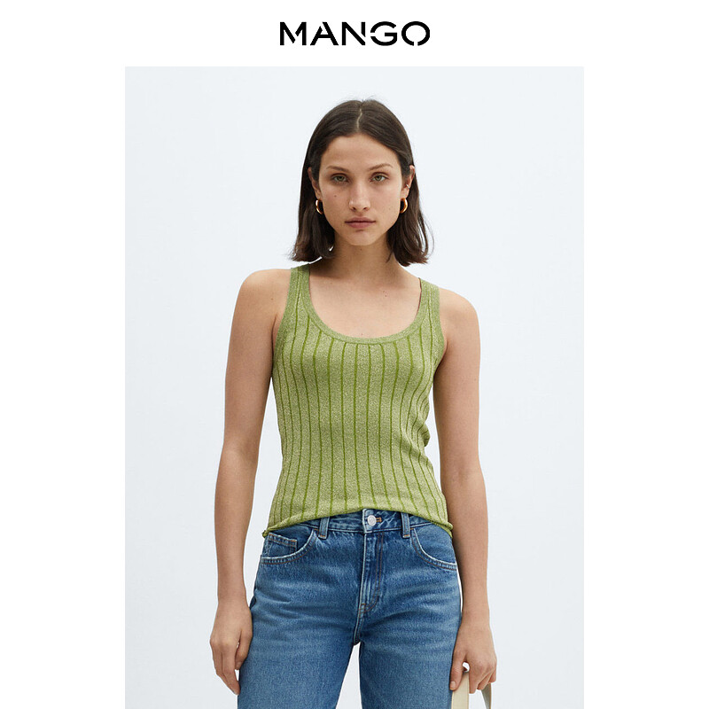 

Женский топ Mango трикотажный без рукавов, черный