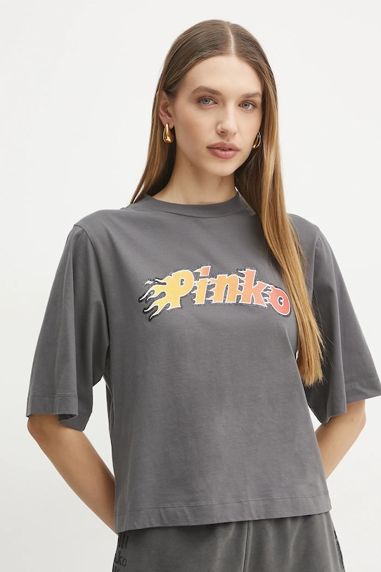 

Хлопковая футболка Pinko, серый