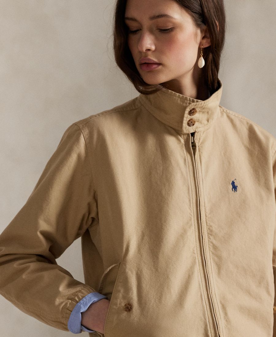 Женская холщовая куртка с воротником-стойкой Polo Ralph Lauren, Beige — фото 3