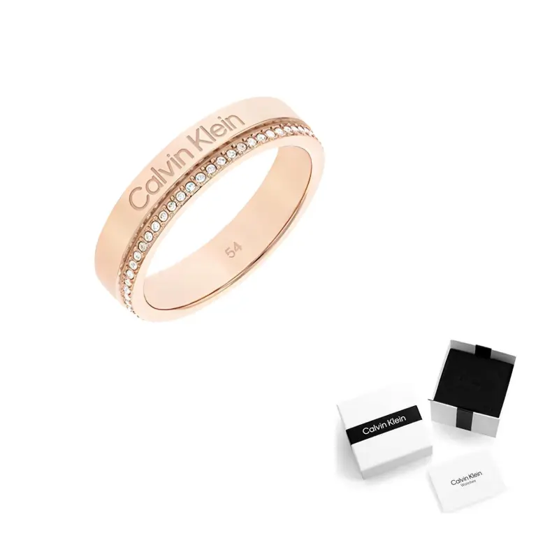 

Calvin Klein Кольцо из нержавеющей стали 316, искусственный кристалл, унисекс, rose gold