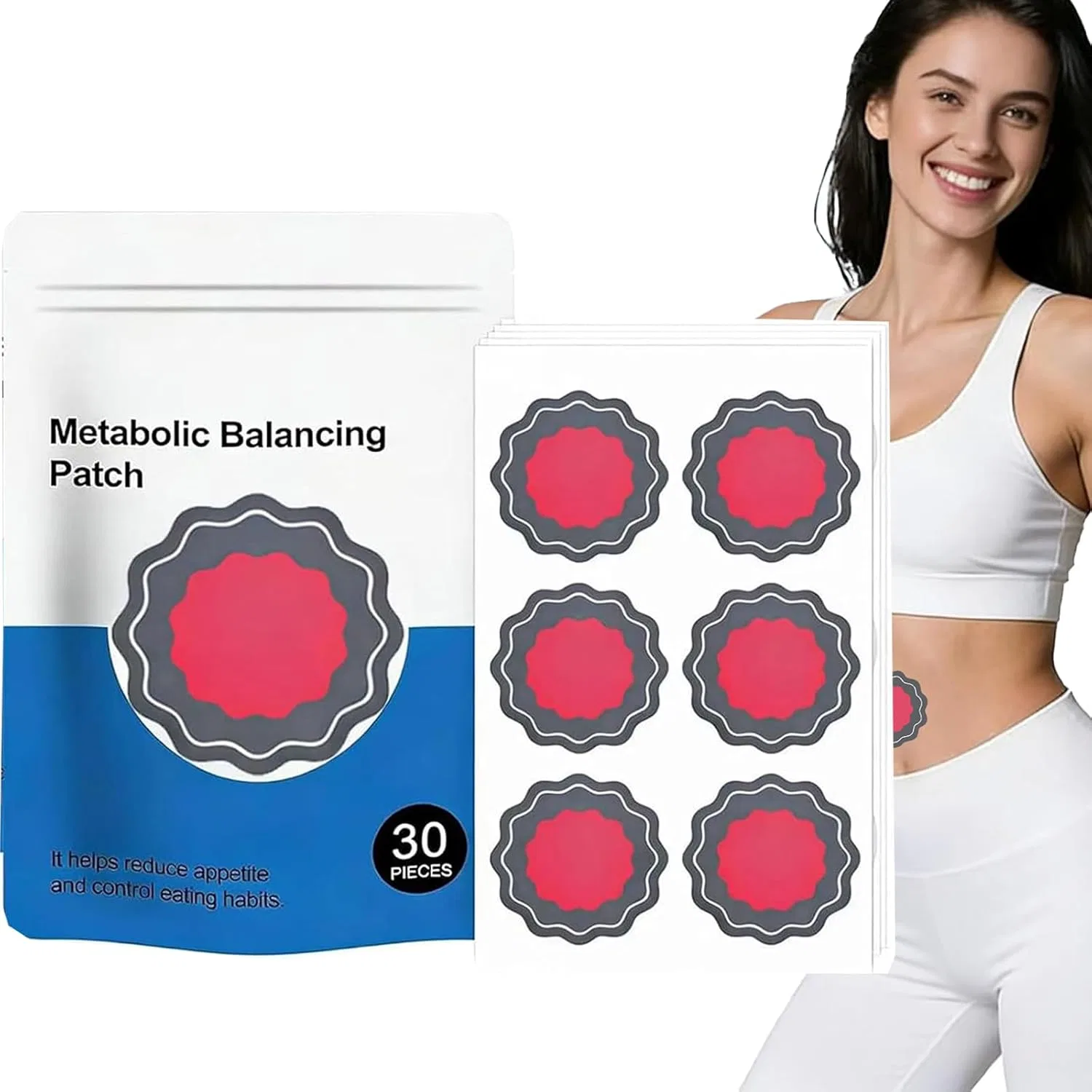 Косметические патчи Metabalancepatch для ухода за телом, 30 штук Hobriweto, Rot