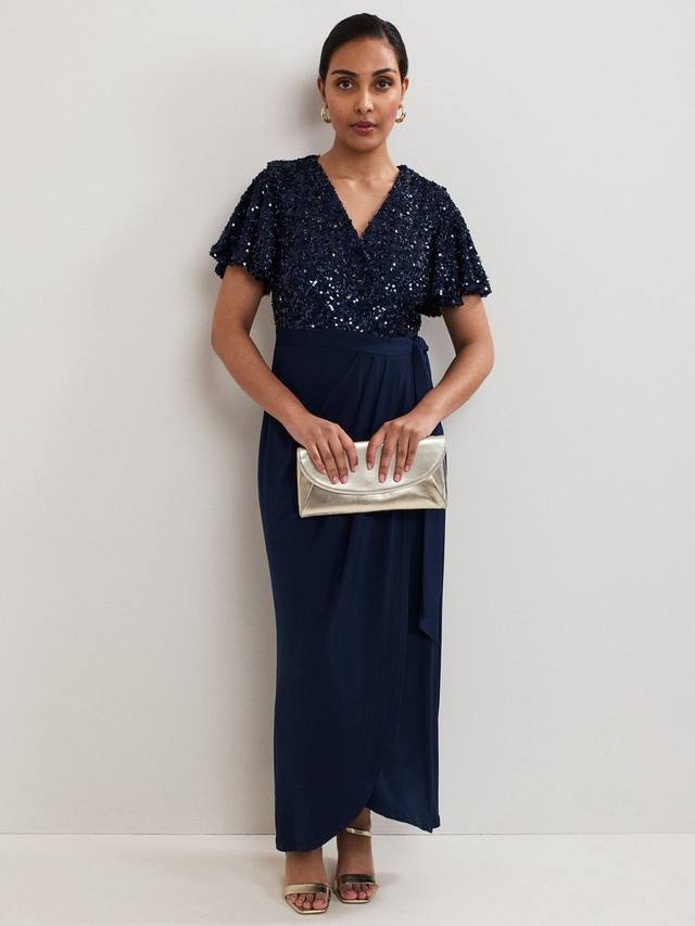 

Платье-обертка с пайетками Janessa для миниатюрных Phase Eight, Navy