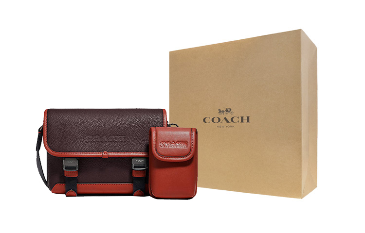 

COACH Кожаный гибридный рюкзак через плечо мужской коричневый