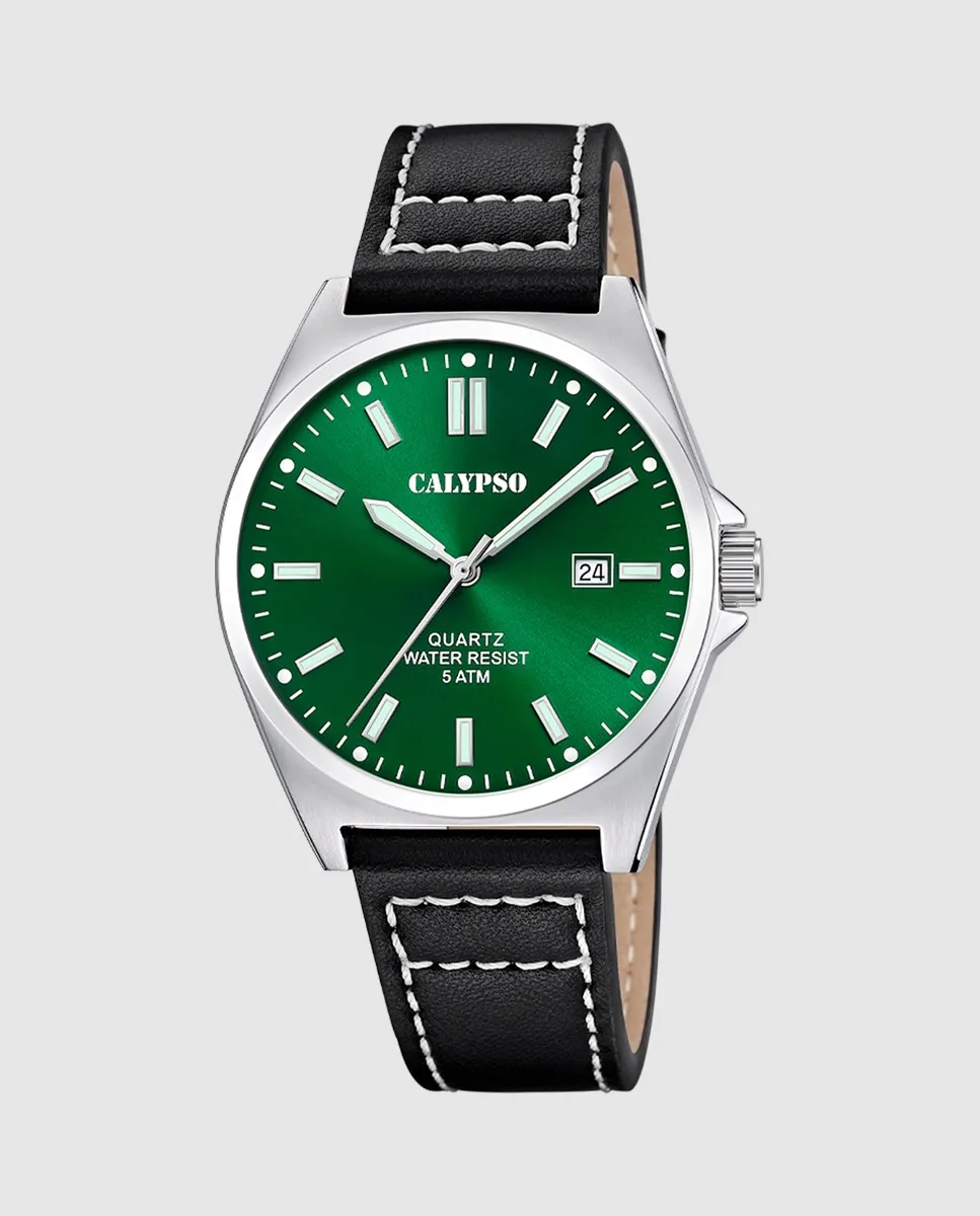 

K5868/5 Базовые мужские часы из черной кожи Calypso, черный