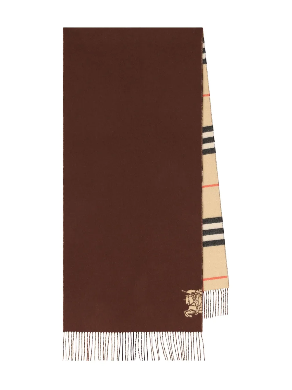 

Клетчатый шарф с логотипом Knight BURBERRY, коричневый