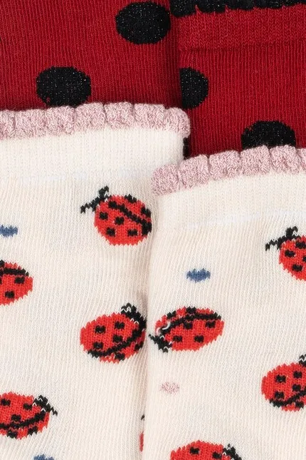 Носки детские с узором 2PACK LADYBUG JACQUARD SOCKS Konges Sløjd, красный — фото 2