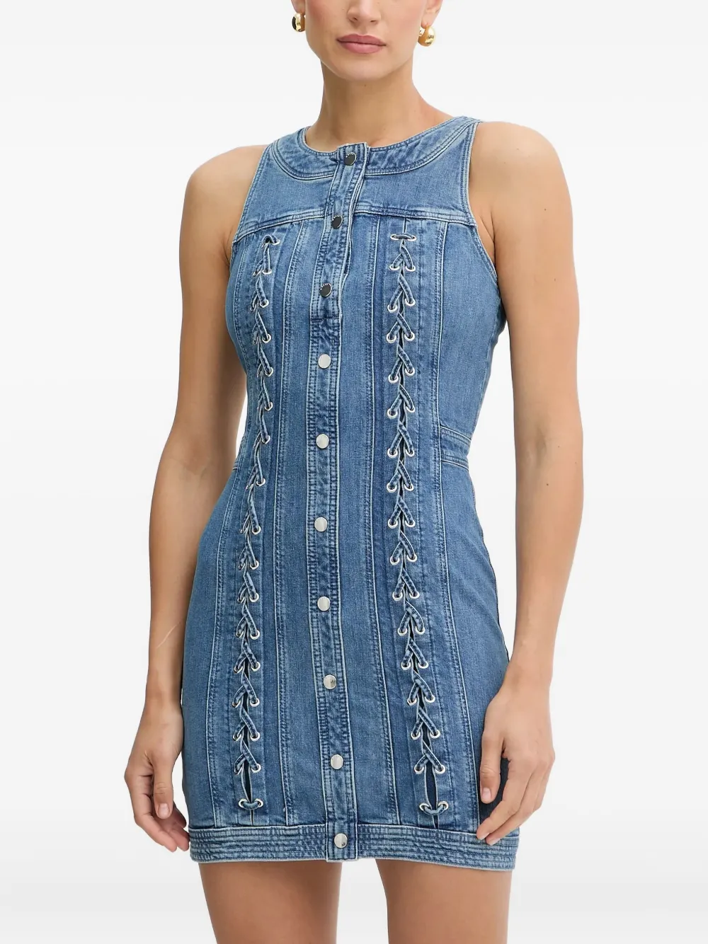 

Платье мини на пуговицах со шнуровкой Guess Usa, синий