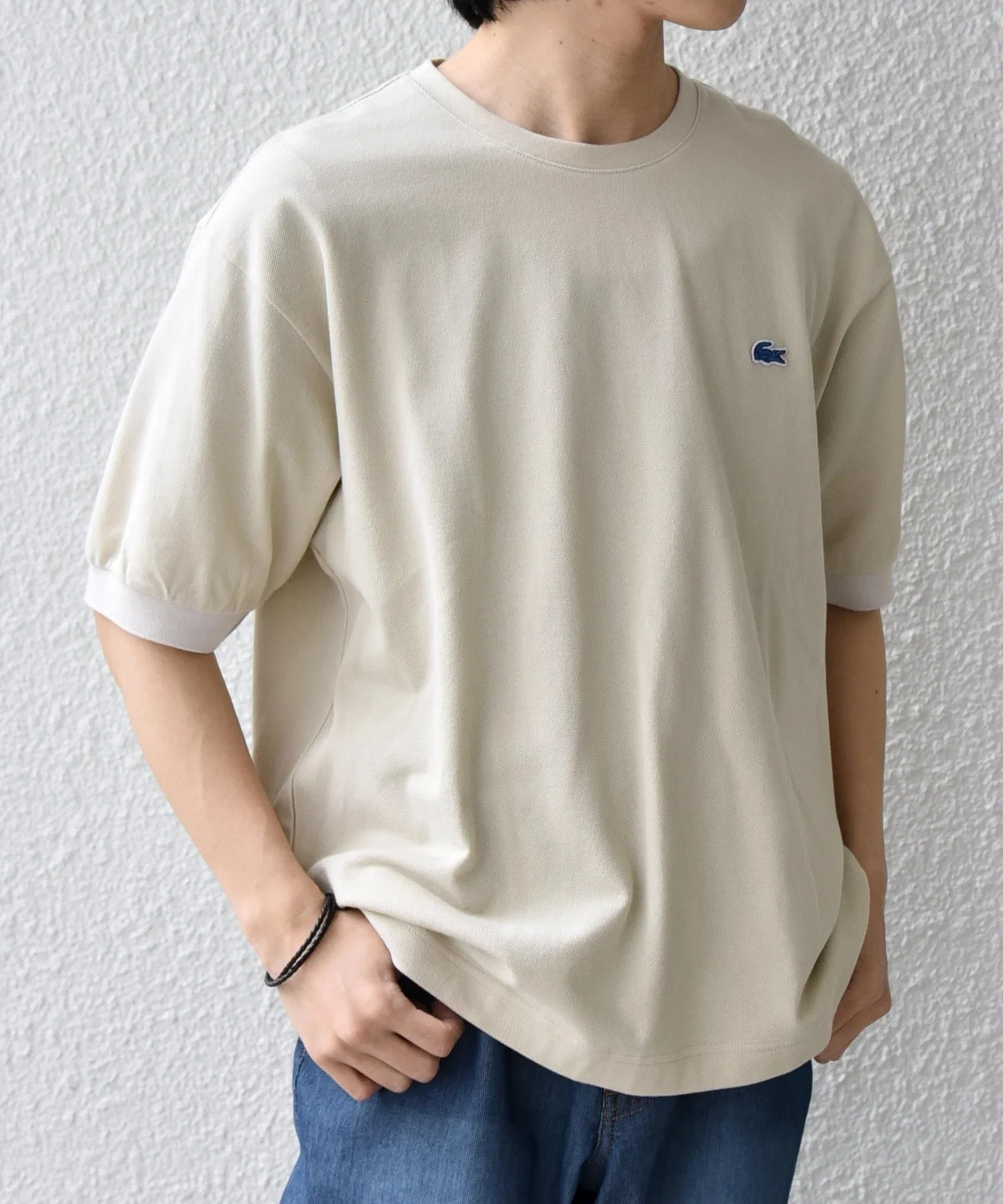 Мужская футболка Lacoste хлопок бежевый