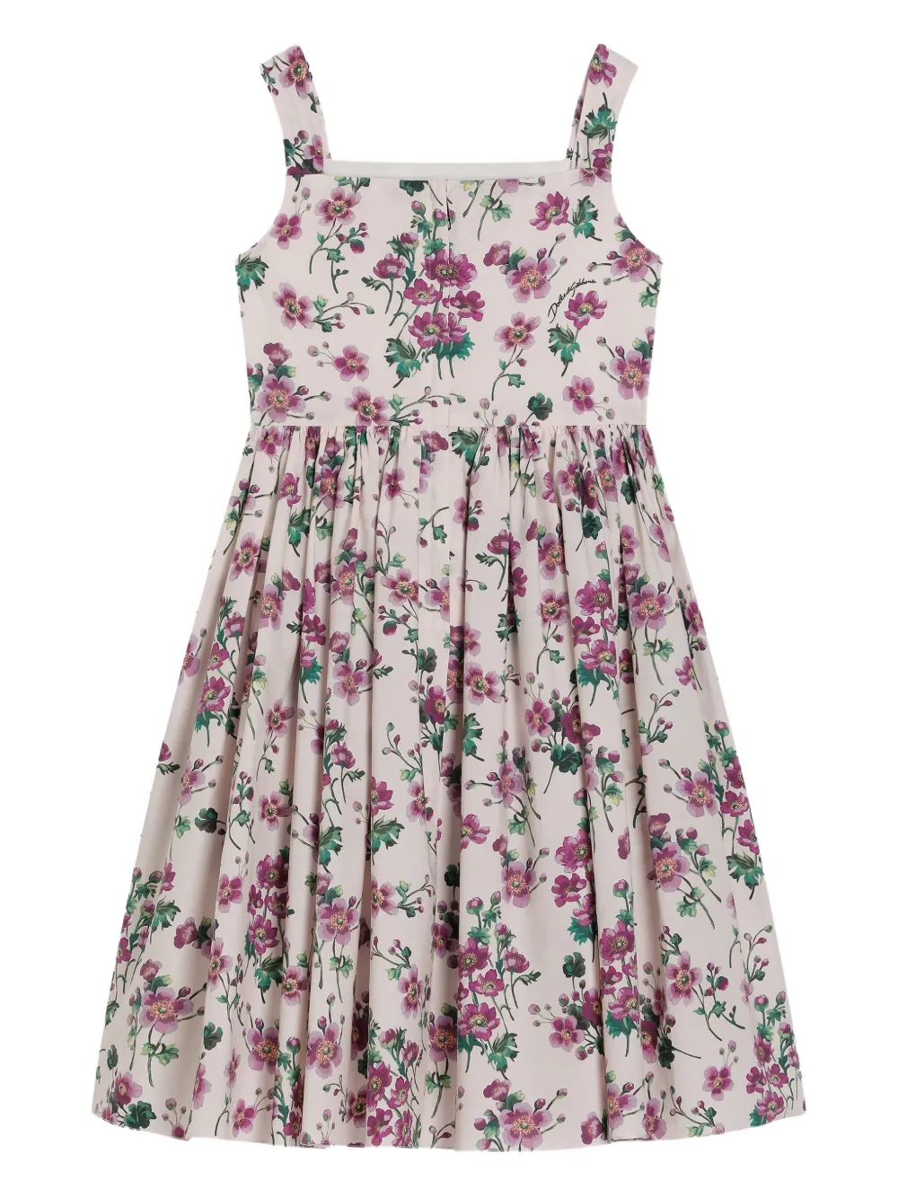 Платье с цветочным принтом на пуговицах Dolce & Gabbana Kids, белый — фото 2