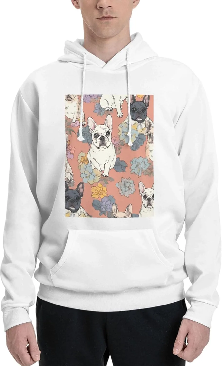 

Мужская толстовка с капюшоном из флиса с принтом French Bulldog LKWSCGHM