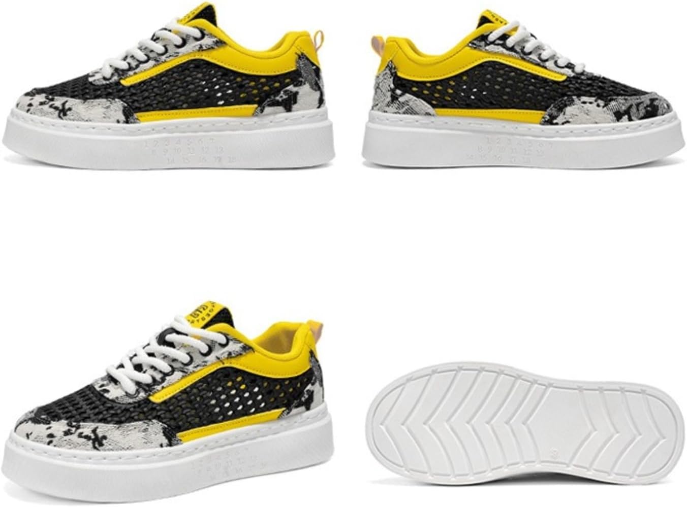 

Мужские дышащие кроссовки с текстурой городского трикотажа для повседневного уличного стиля, с приподнятой подошвой и яркими желтыми акцентами Zixcplaz