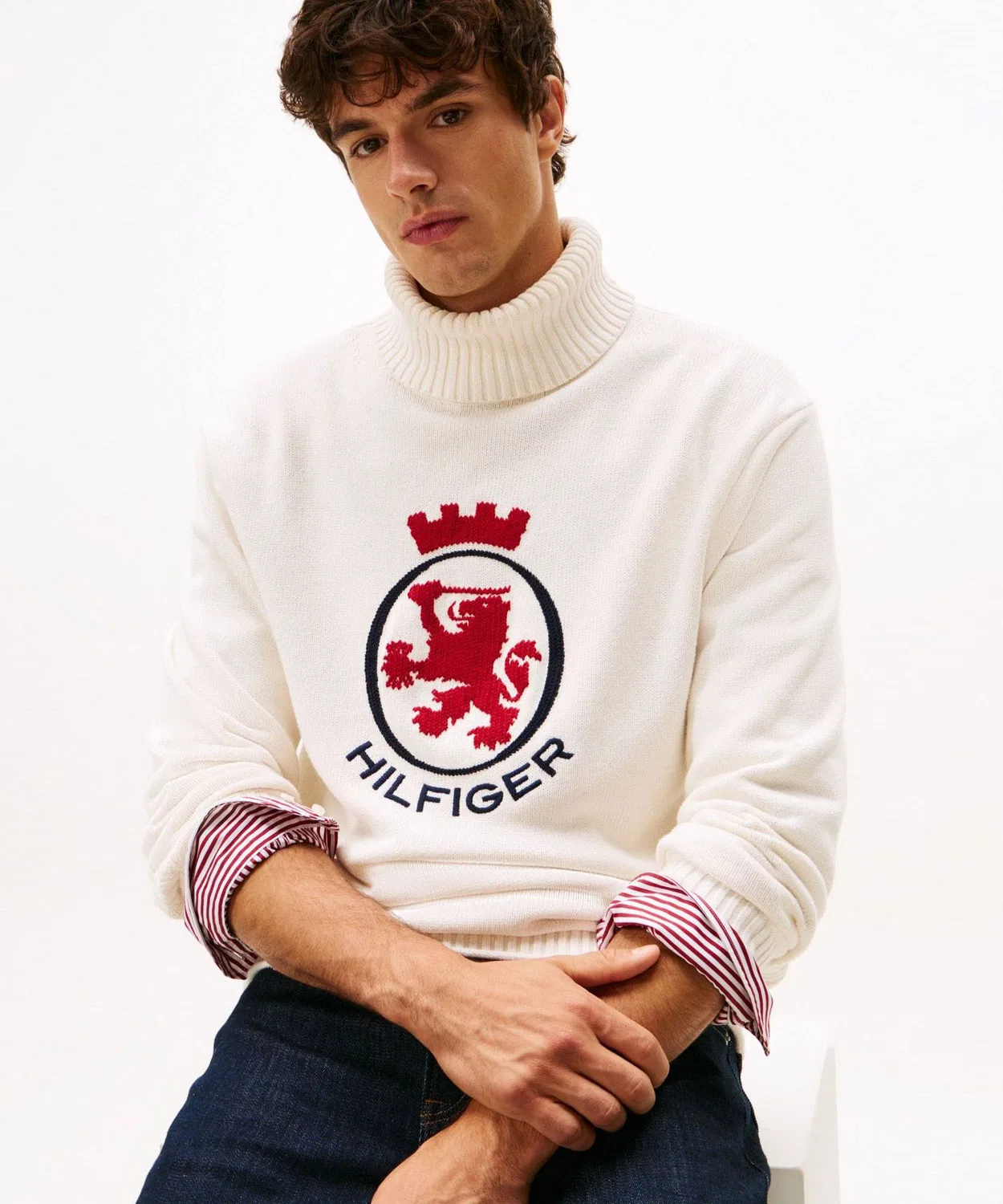 Свитер с графическим принтом Tommy Hilfiger, хлопок, белый — фото 2