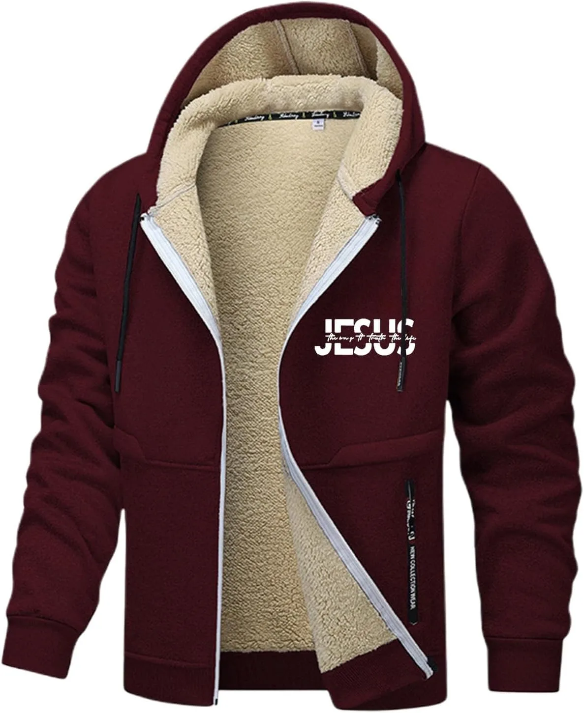 

Толстовка Jesus Sherpa с капюшоном на молнии, утепленная флисом Womail