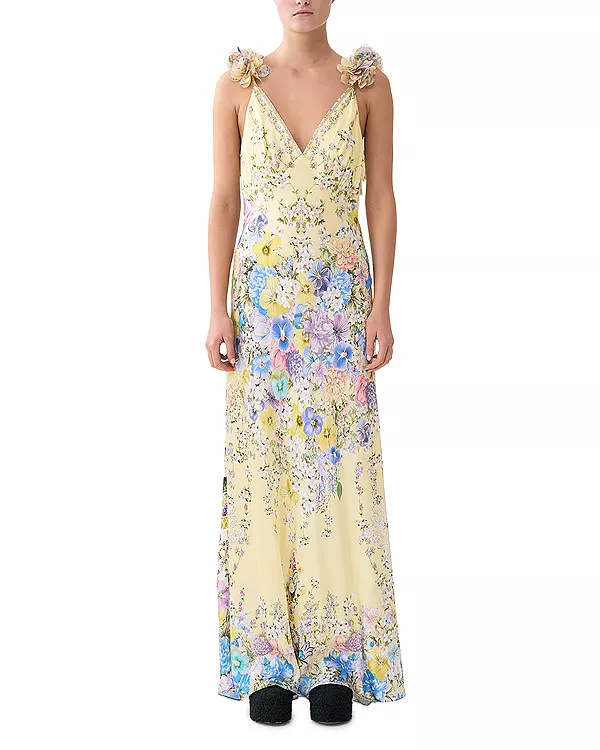 

Платье-Комбинация с V-образным вырезом, скроенным по косой Camilla, синий