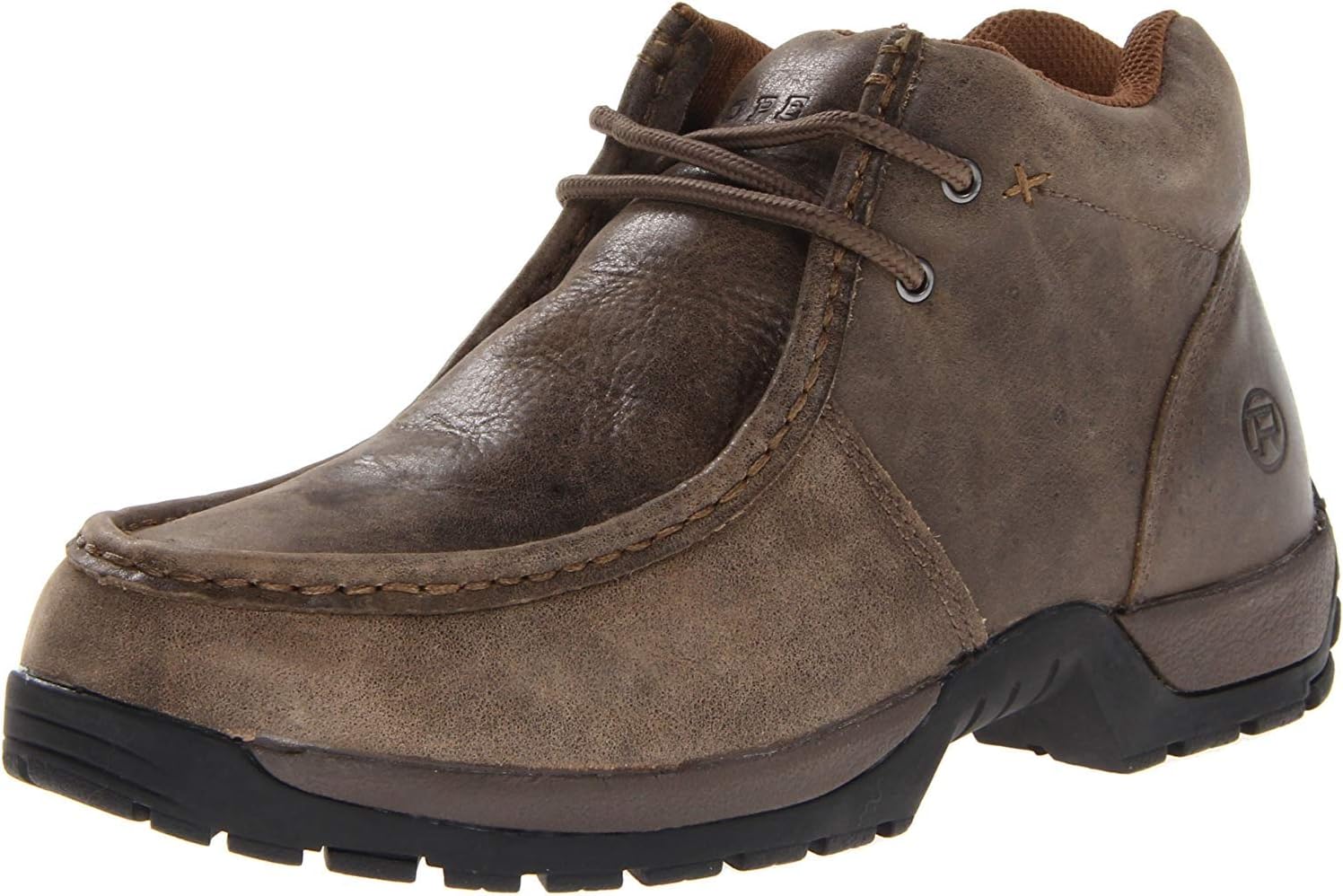 

Мужские повседневные ботинки Roper с верхом из страусиной кожи с отделкой Moc Toe на шнуровке, коричневые, до щиколотки