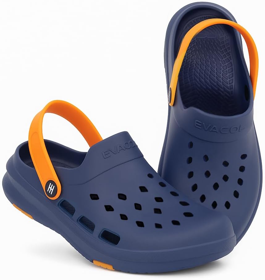 

Сабо для мужчин и женщин - прочные, легкие и водонепроницаемые обувь на застежке, Нескользящая подошва для комфорта внутри и на улице Evacol, синий/оранжевый