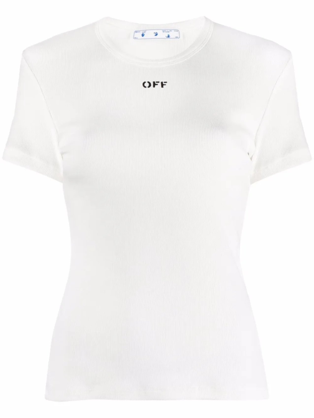 

Off-White футболка в рубчик с логотипом, белый