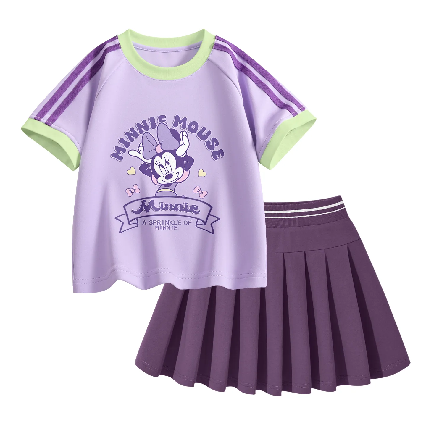 Детская спортивная футболка с круглым вырезом Disney, Di Color Sky Purple+Solid Color Mu Purple