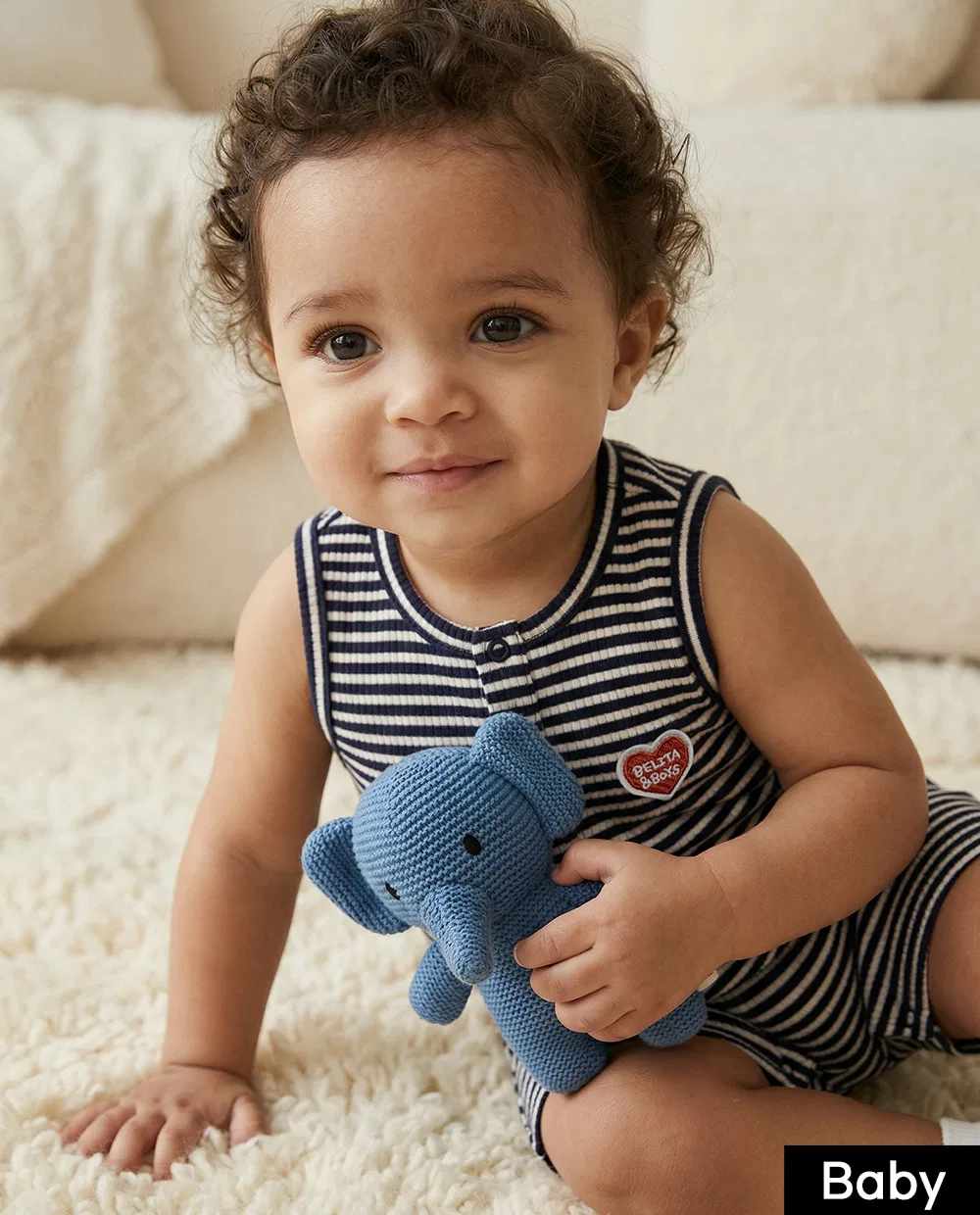 Детский комбинезон Baby BB Heart Stripe без рукавов, тёмно-синий, от Belita&Boys