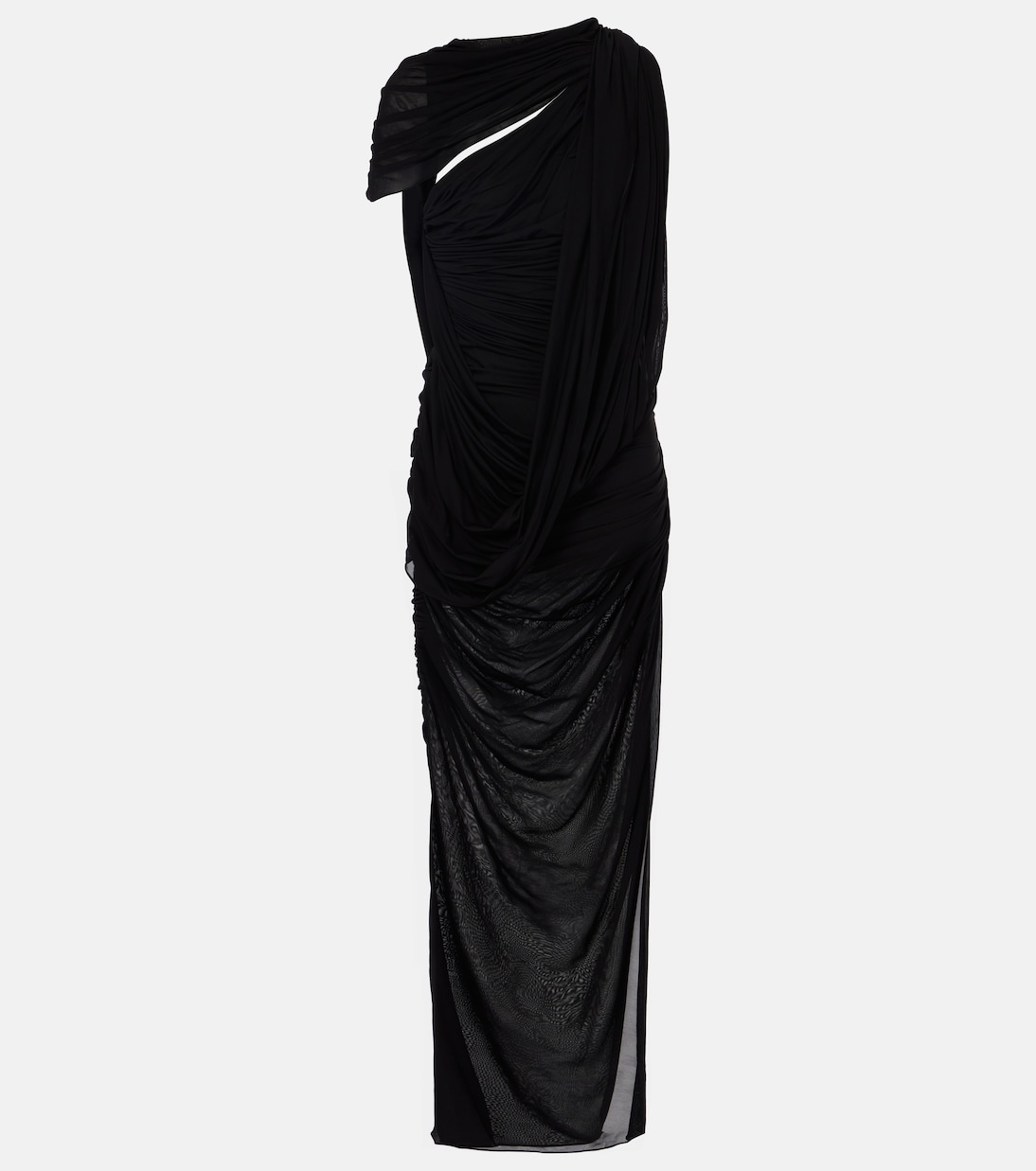

Платье макси из джерси с драпировкой и открытой спиной Mugler, черный
