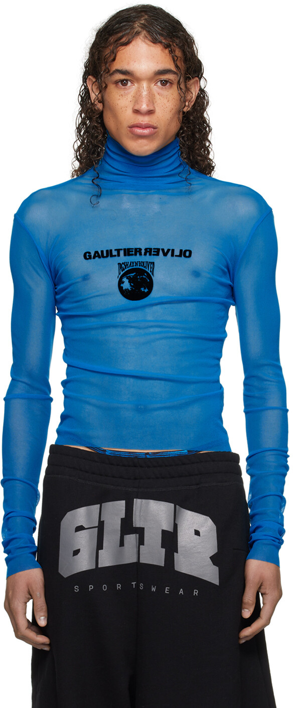 

Синяя водолазка Shayne Oliver Edition Jean Paul Gaultier, Ibiza blue/Black