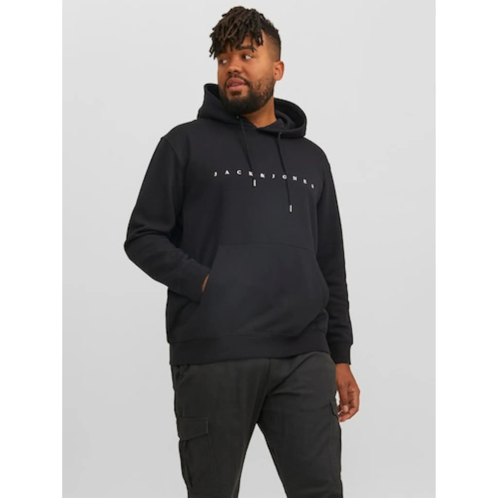 

Толстовка Jack & Jones PlusSize с капюшоном "JJESTAR JJ SWEAT HOOD NOOS PLS", черный