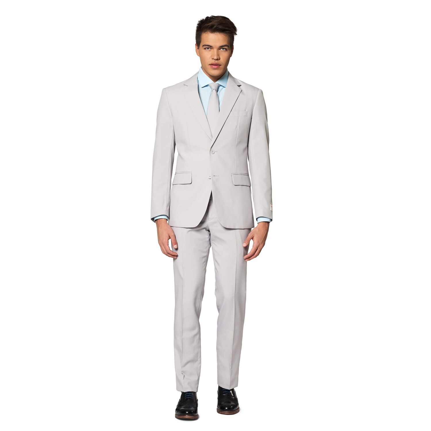 

Мужской однотонный костюм и галстук Slim Fit OppoSuits, серый