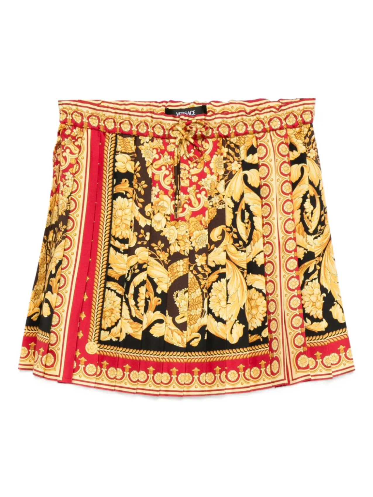 

Мини-юбка в складку с принтом Versace Barocco, черный