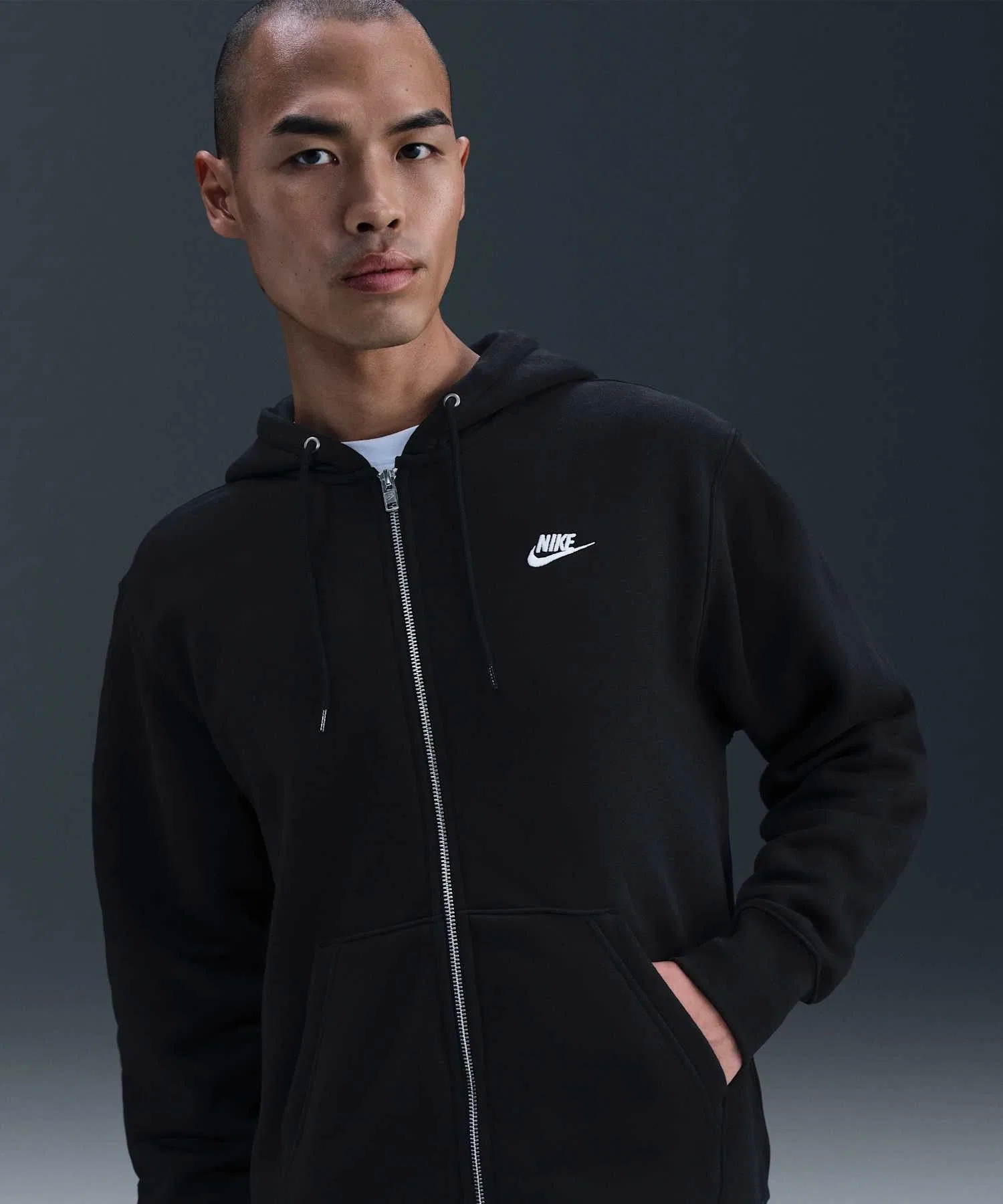 Мужская флисовая толстовка Nike Club на молнии FN3862-010, черная.