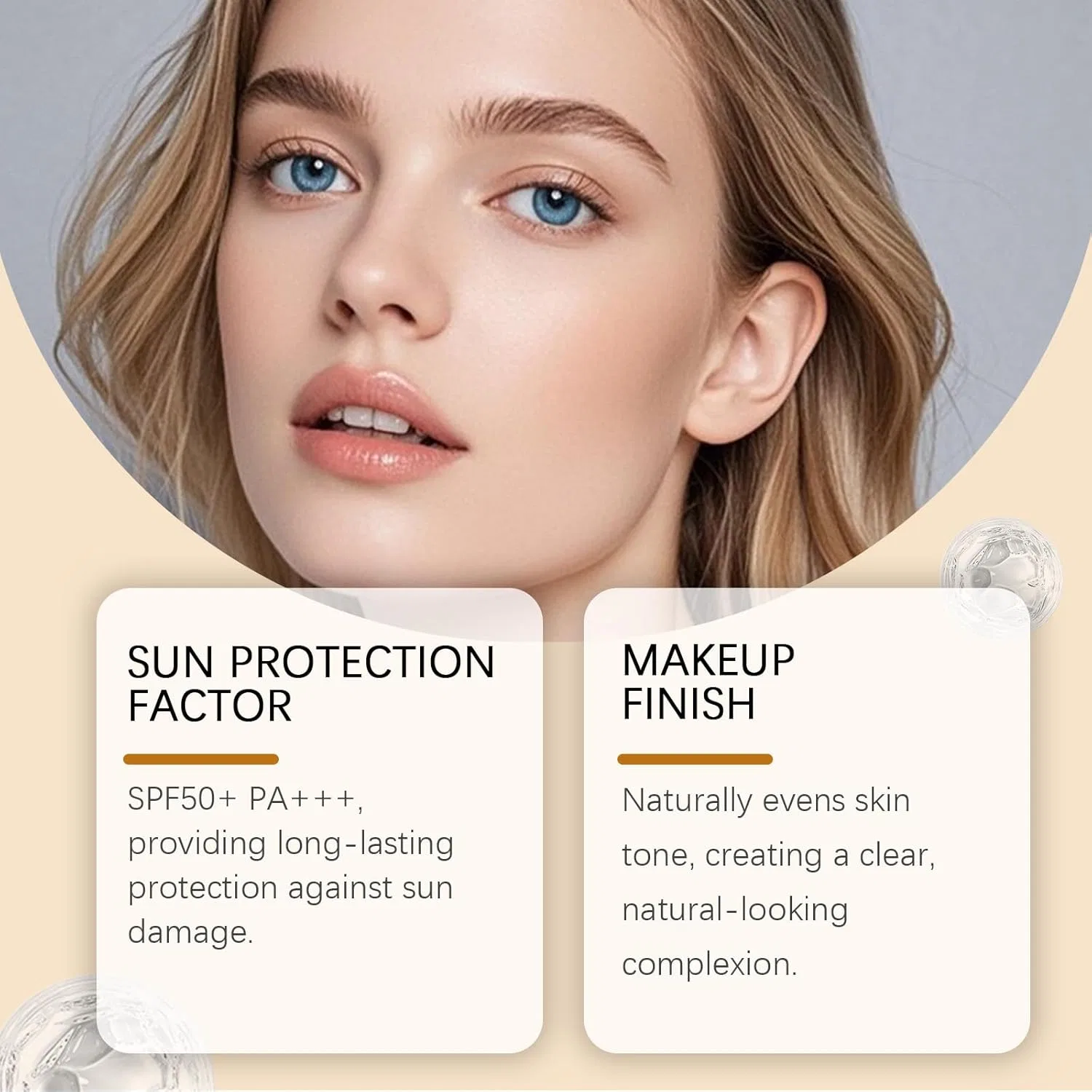 Тонирующий солнцезащитный крем для лица SPF 50 Generic, 1 Piece. — фото 2