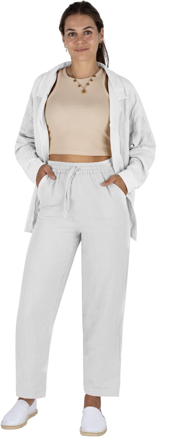 

Брюки Janice Damen Musselin Hemdbluse mit langer Hose, белый