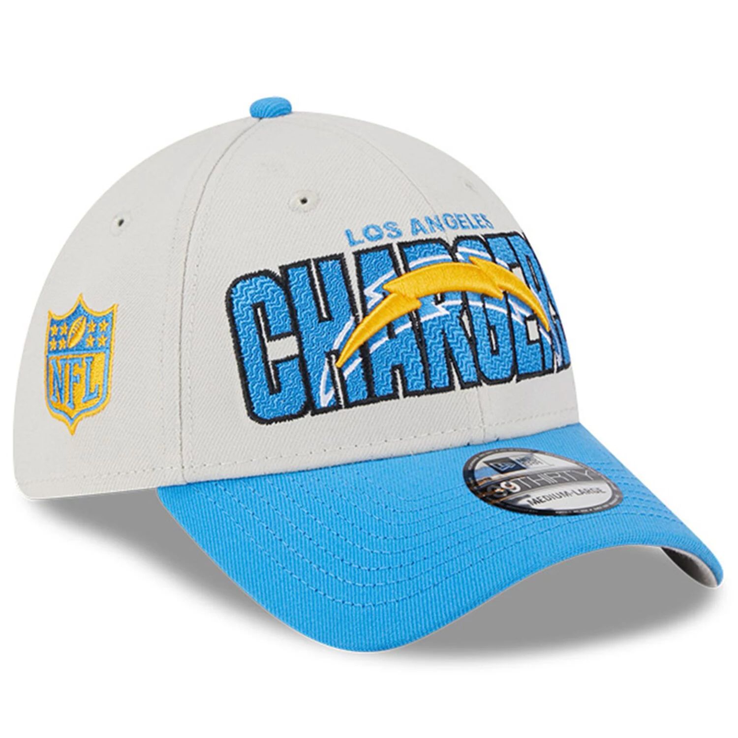 

Мужская гибкая кепка New Era Stone/Powder Blue Los Angeles Chargers 2023 NFL Draft 39THIRTY