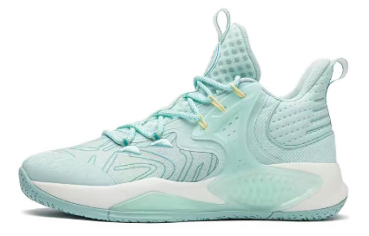

QIAODAN Баскетбольные кроссовки Shock Absorbers Rebound High Top мужские, белые, голубые