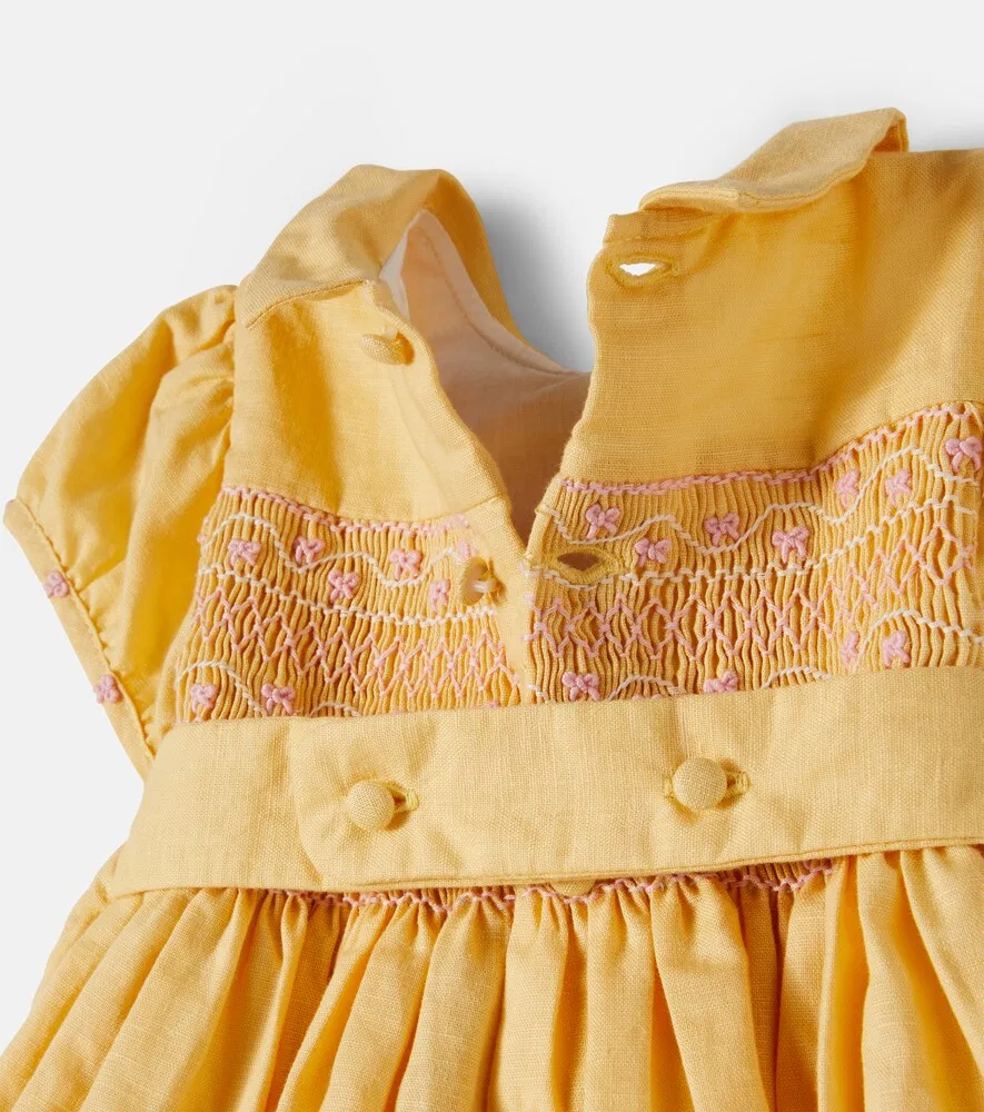 Комплект «Платье и панталоны Baby Dolly» из льна и хлопка La Coqueta, желтый — фото 3