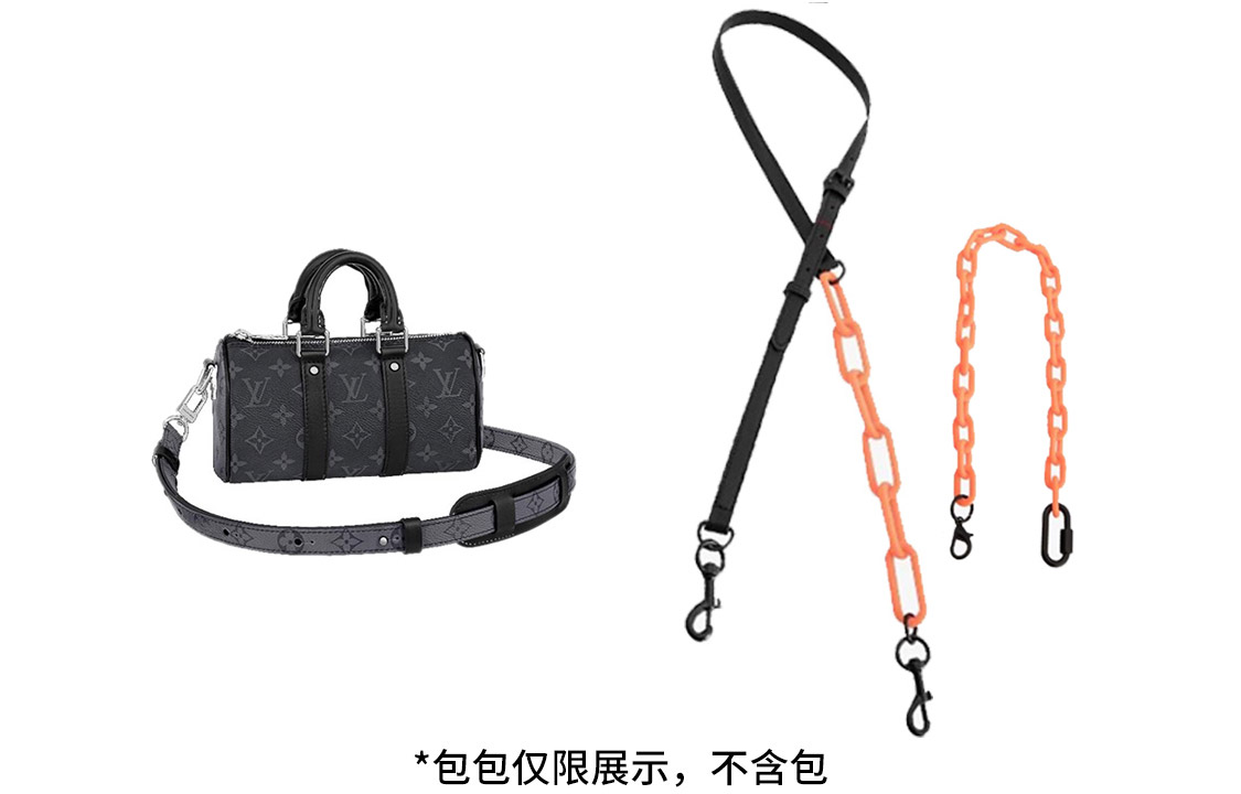 

Luxury Care Artisan Workshop Ремень для сумки, Black Leather & Orange Acrylic Shoulder Strap+Orange & Size Buckle 41cm