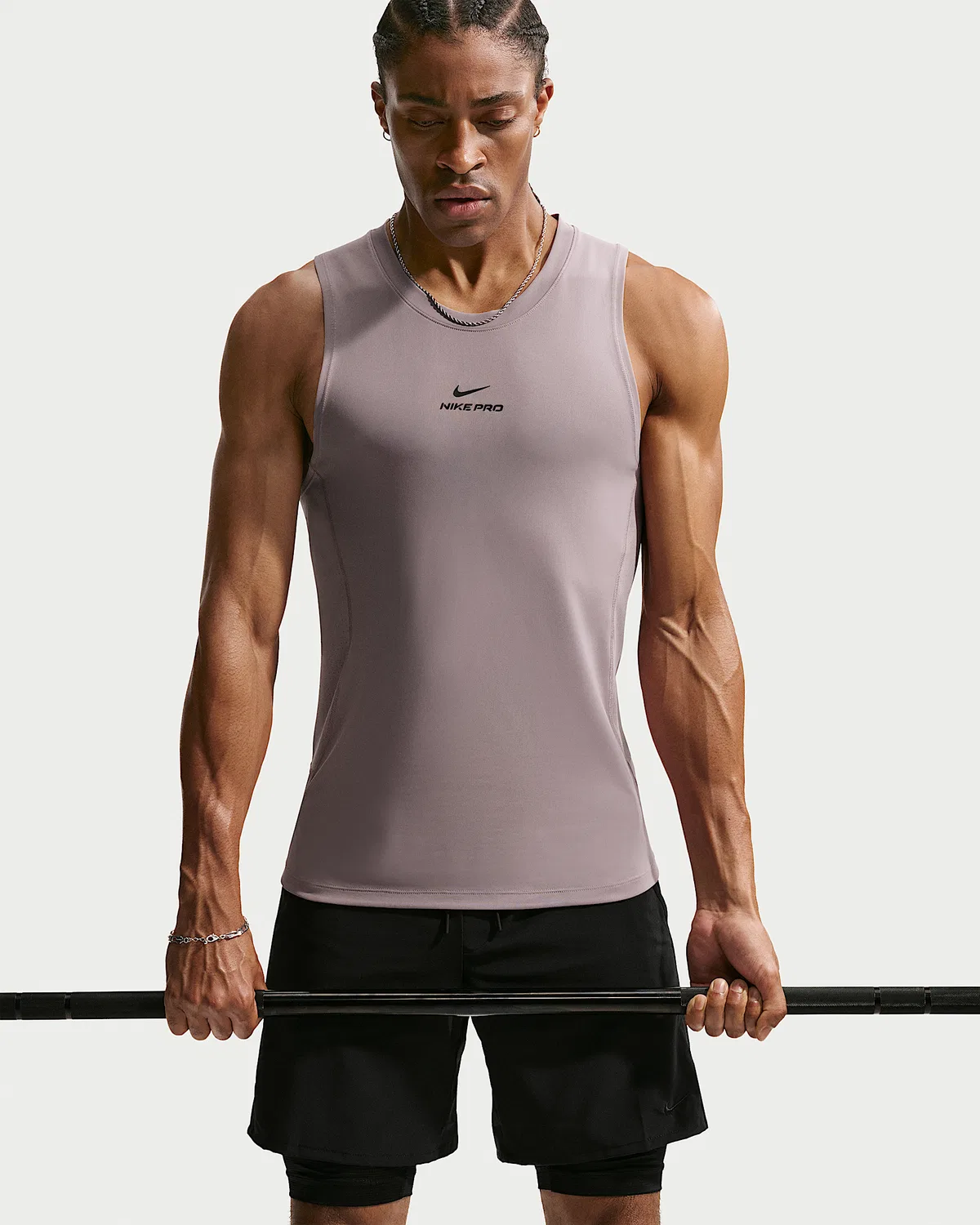 Мужская тренировочная майка Nike Pro Dri-FIT, Light Violet Ore/Black