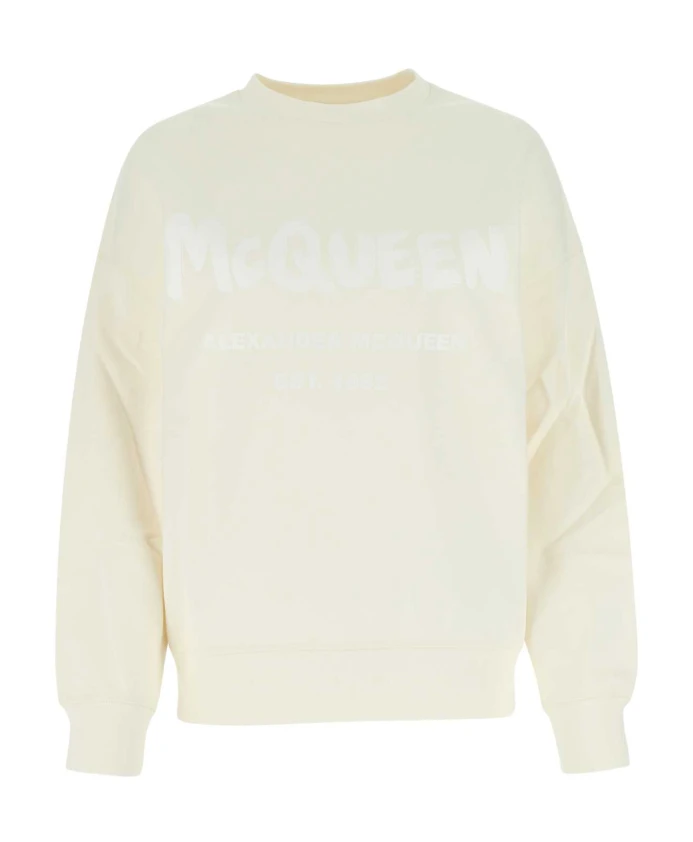 

Хлопковая толстовка оверсайз цвета слоновой кости Alexander Mcqueen, белый