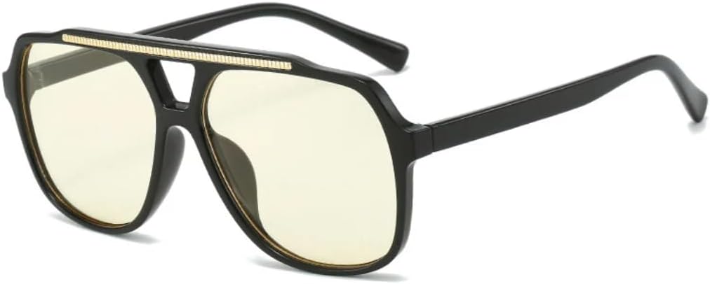 

Винтажные женские солнцезащитные очки с двойной перемычкой, модные сине-желтые очки с защитой от УФ-излучения UV400, модные мужские очки с градиентным переходом цвета UUPTTPL, Black Yellow