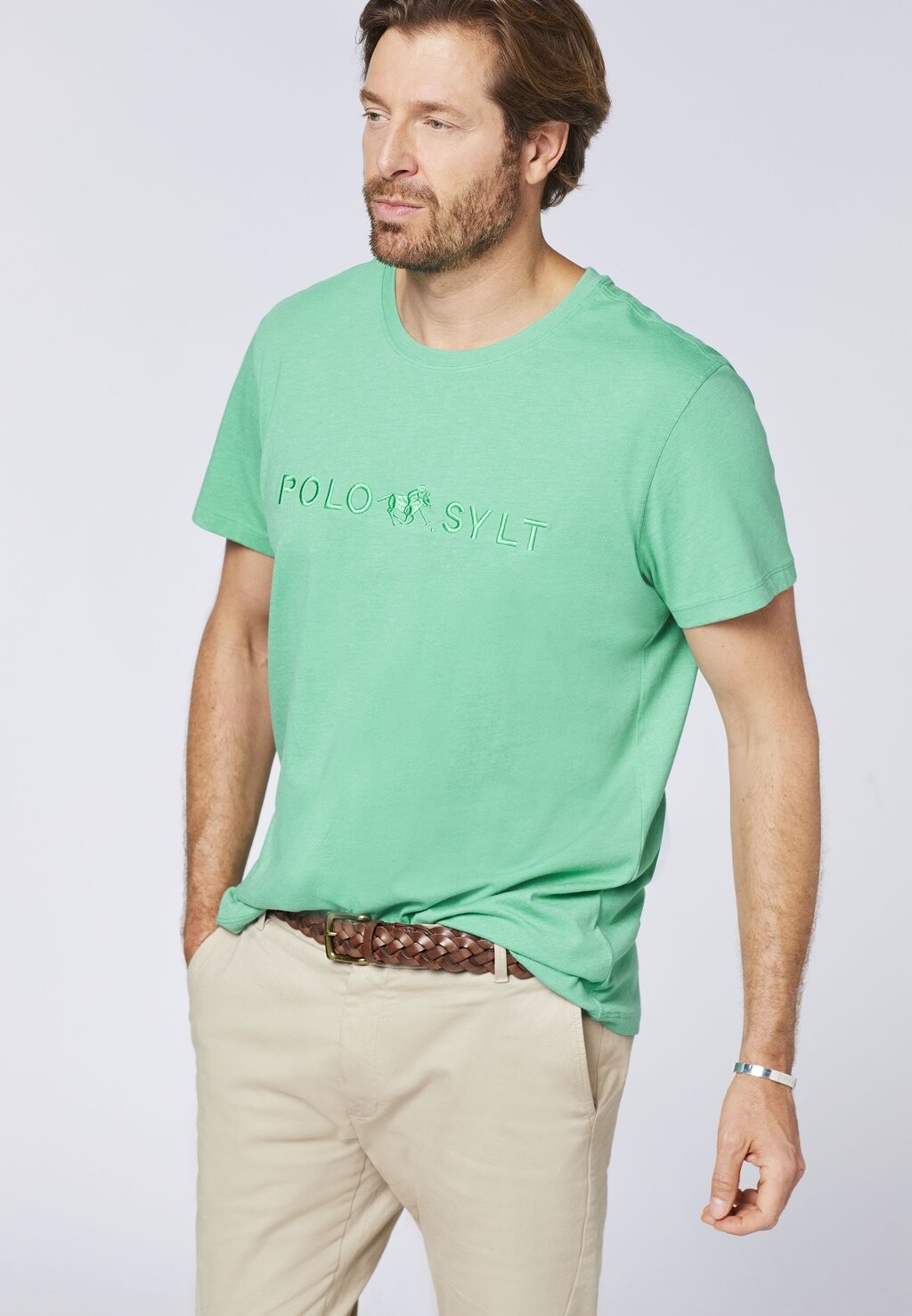 

Базовая футболка MIT LOGO-SCHRIFTZUG Polo Sylt, цвет Mottled Light Green