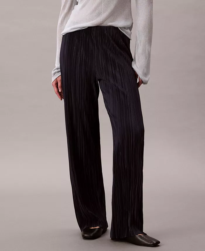 

Женские плиссированные брюки-карандаш с широкими штанинами Calvin Klein, синий