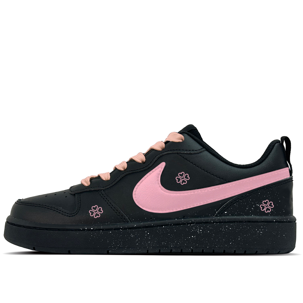 

Nike Кроссовки Court Borough Pink с четырехлистным клевером, кожаные, нескользящие, износостойкие, низкие