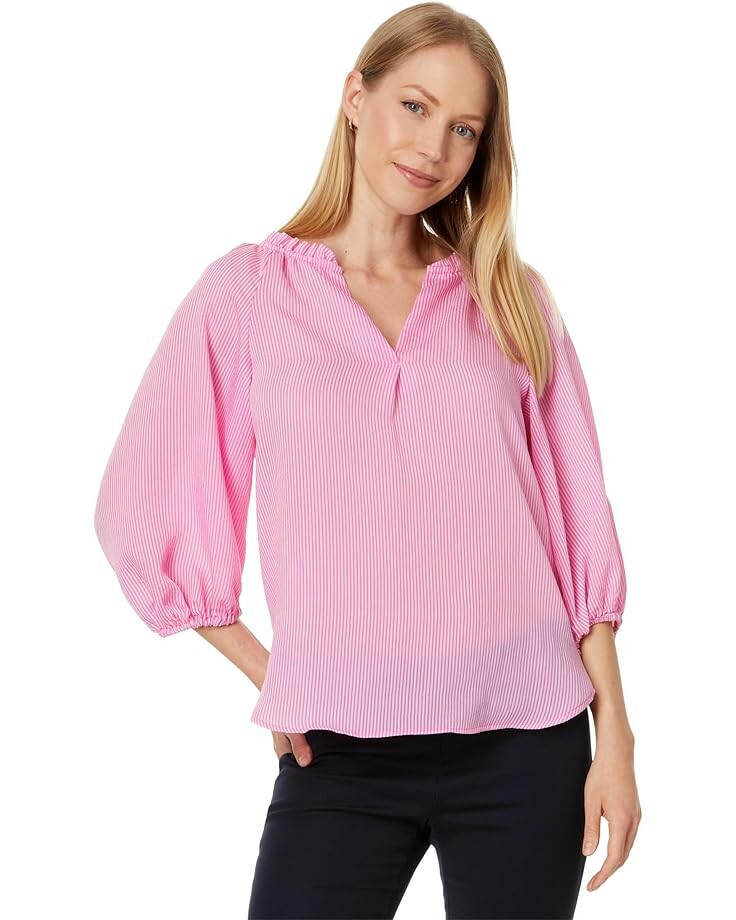 

Блузка Vince Camuto Raglan Puff Sleeve Blouse W/ Ruffle Neck, цвет Hot Pink