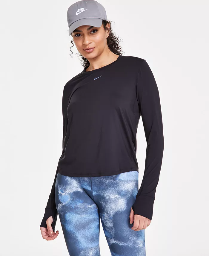 Женский топ One Classic Dri-FIT с длинными рукавами Nike, черный — фото 2