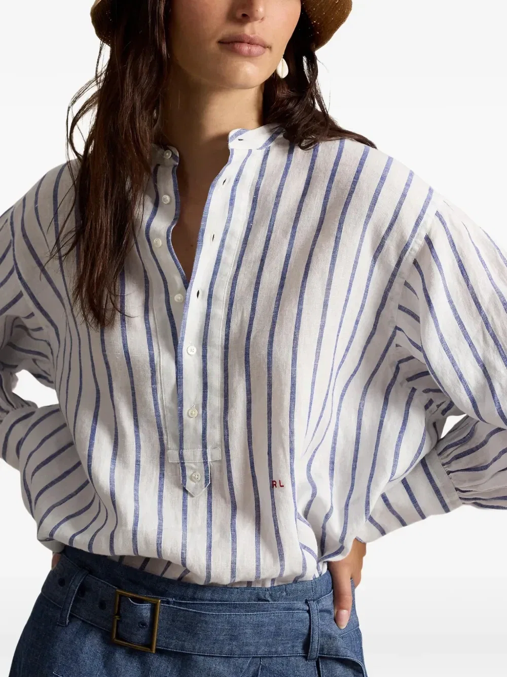 Льняная рубашка Sara POLO RALPH LAUREN, белый — фото 3